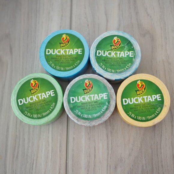 Rare! 5 Mini "Duckling" Duck Tape set Teal Yellow Floral Polkadot Green - Picture 2 of 8